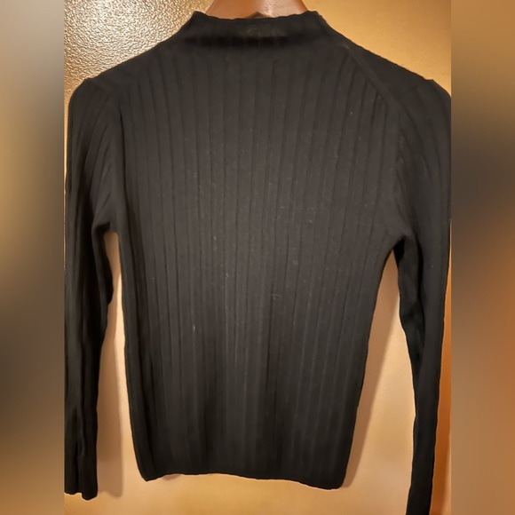 Banana republic wool mock neck black top ribbed lined size small - Picture 3 of 5